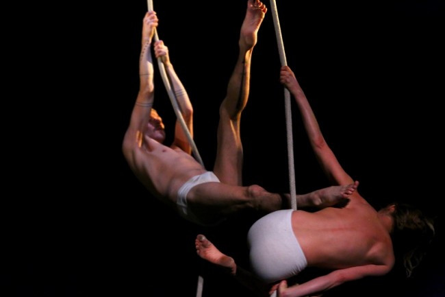Joe Rondone / RedEye PhotoRicochet performs aerial stunts during the 2014 Contemporary Circus Festival at the Athenaeum Theatre in Lakeview.