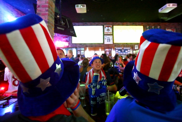 fl-broward-soccer-cup-watch-0622Chris Pasada, center, watches the United States national team with some friends at Carolina Ale House in Weston on Sunday. The U.S. team ended in a 2-2 tie with the favored Portugal team.Joe Rondone / Correspondent